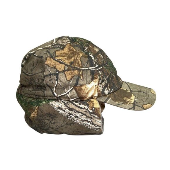 Berne Camo Ear Flap Hat Mens Realtree Fleece Lined Vintage Hunting Trapper Cap - Picture 3 of 15